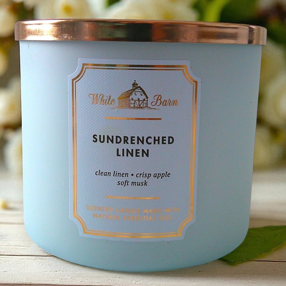 White Barn 3-Wick Candle — Sundrenched Linen — Brand New